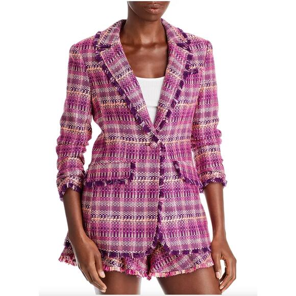 Cinq a Sept Khloe Boxweave Tweed Pink Purple Blazer size 6 - Picture 7 of 7